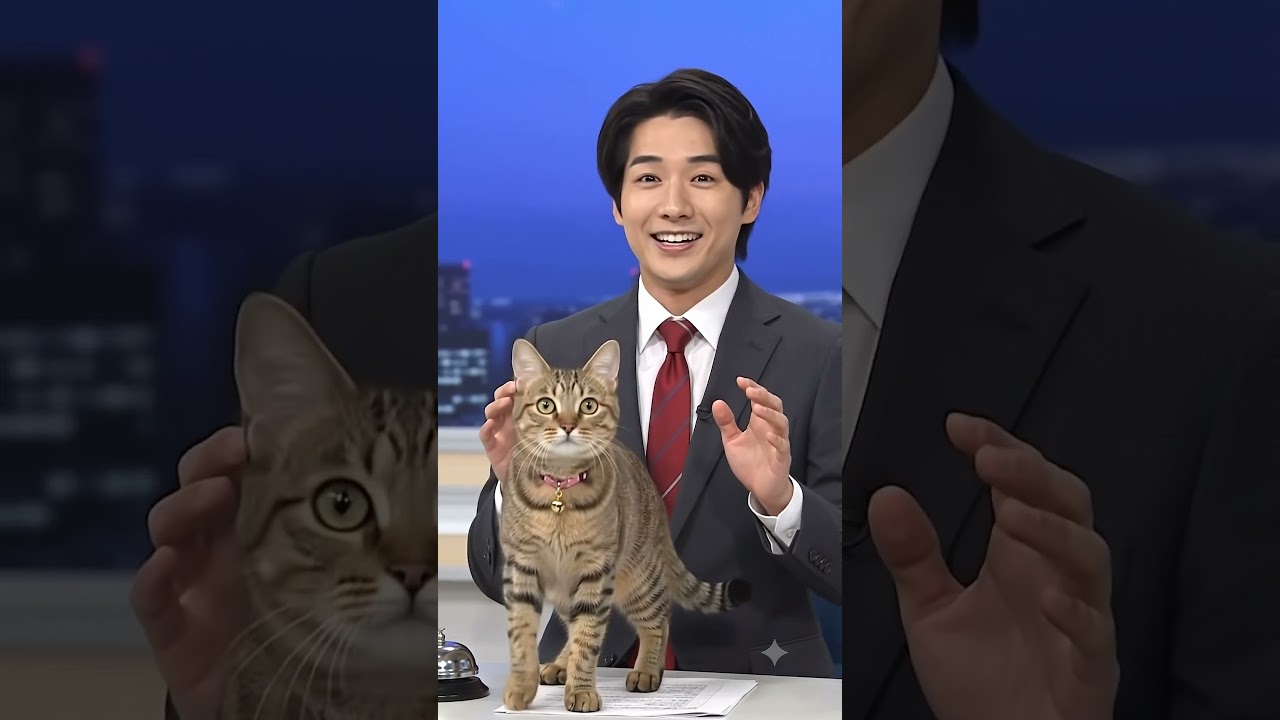 【衝撃】真面目なニュース番組に猫が乱入した結果が可愛すぎるwww