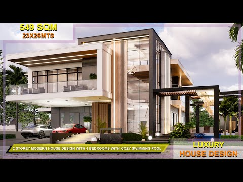 Luxury 2 Storey Modern House Design with 4 Bedrooms And Cozy Swimming Pool ( 549 sqm )