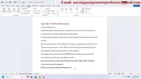 Topic 3 DQ 2 / NSG 316: Health Assessment.