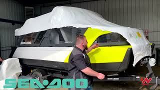 Un-Wrapping an all new 21' 230 Hp Seadoo Switch In the Neon Yellow