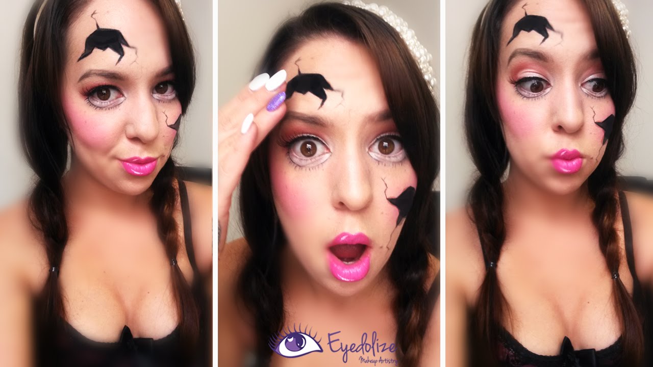 Cracked Doll Halloween Makeup Tutorial by EyedolizeMakeup - YouTube