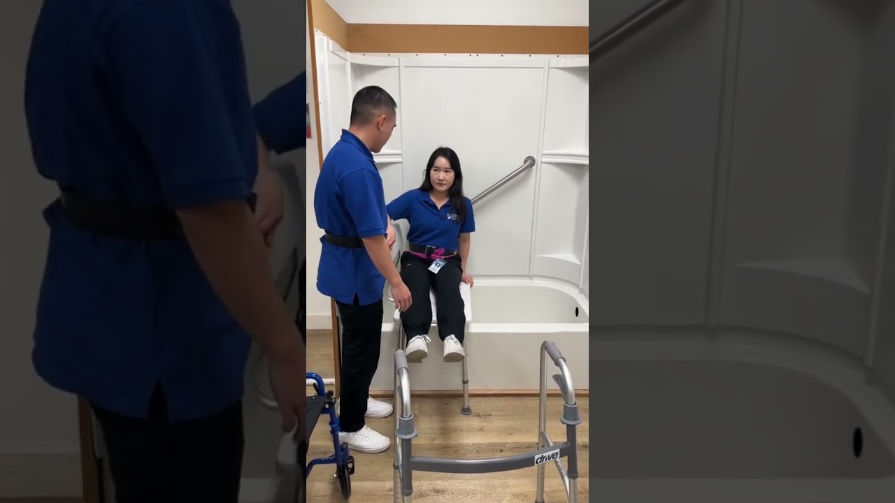 Occupational Therapy students prepare for their upcoming exam by diving into tub transfers! 🛀