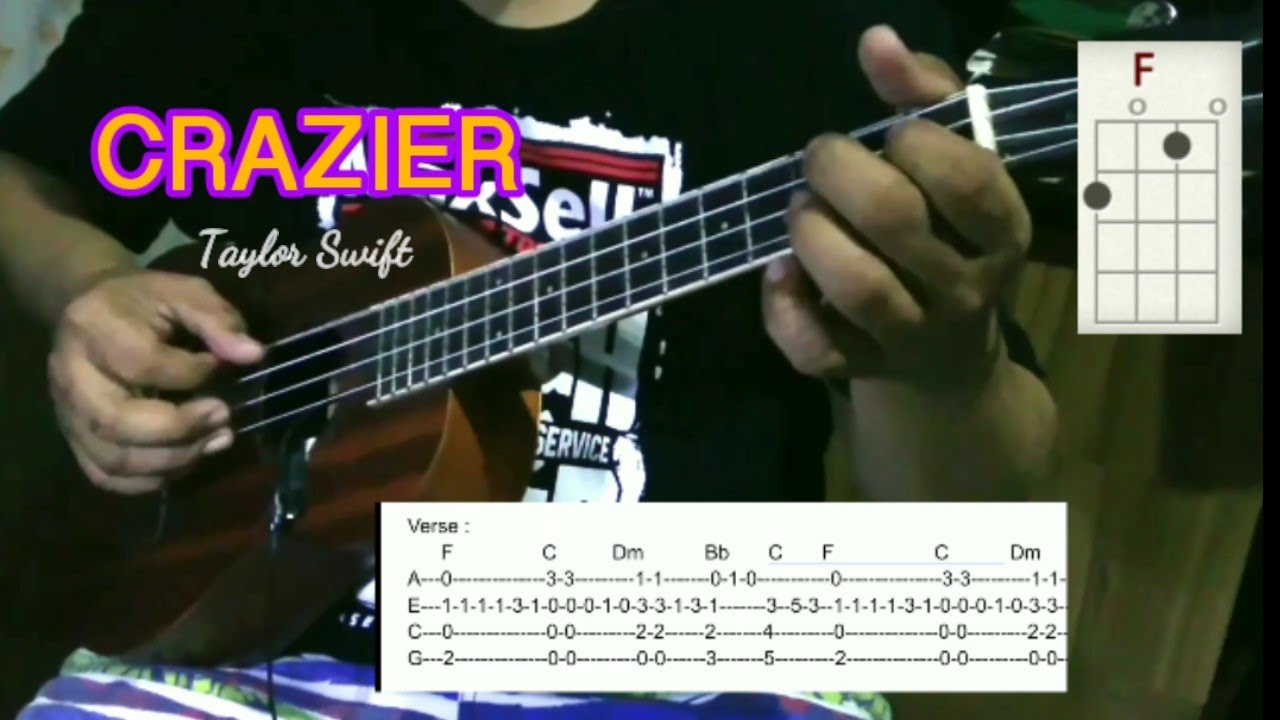 (Free tab) Crazier Taylor Swift Ukulele Fingerstyle with Chords YouTube