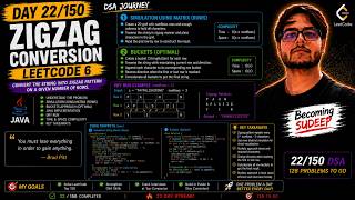 Day 22/150 | LeetCode 6 - Zigzag Conversion | Java | DSA Journey | Becoming Sudeep