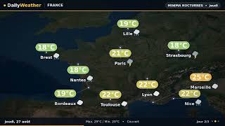 Prévisions météo France — 26 août 2026