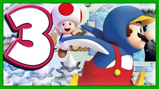 New Super Mario Bros Wii - Part 3 Snow Land Walkthrough W-3 (Nintendo Wii)