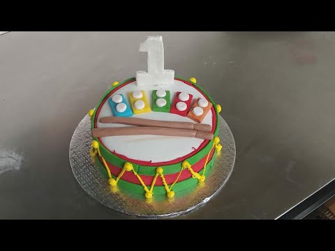 drum cake design ! first birthday cake idea #firstbirthdaycake