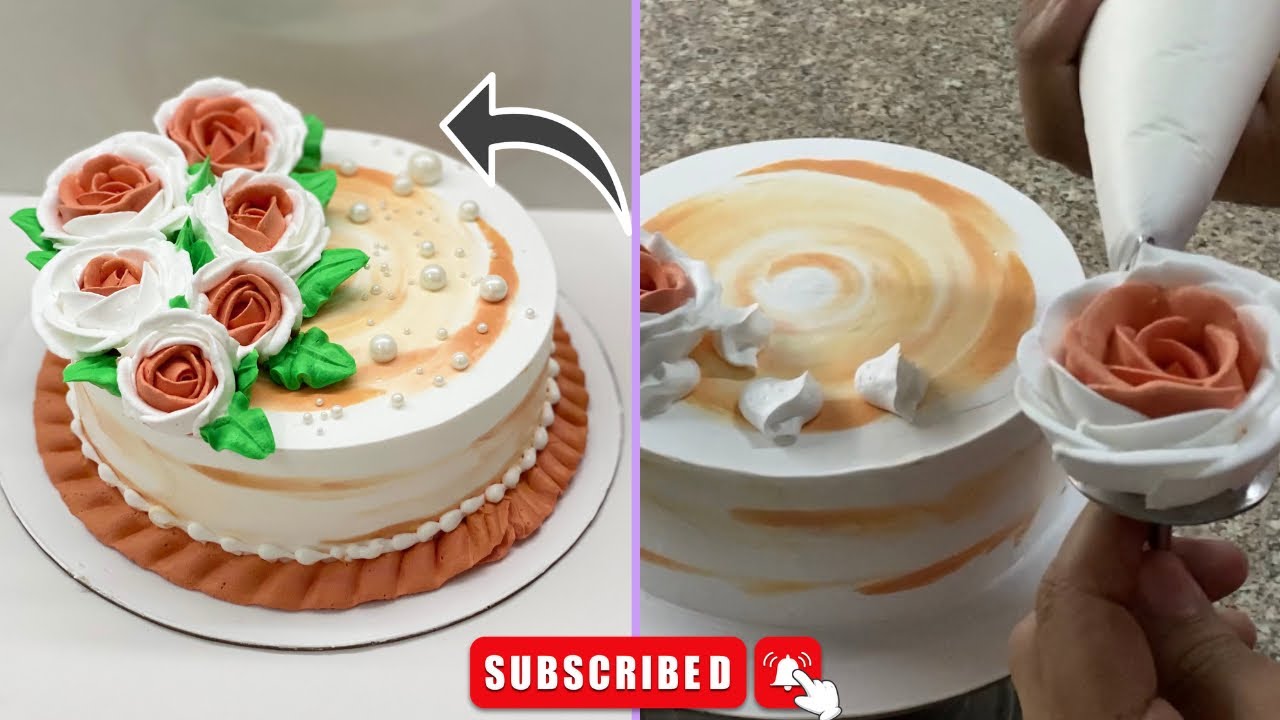 How to make a ice cream cake Flower cake decoration YouTube