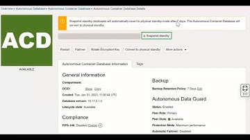 Snapshot standby database on Autonomous Database on Dedicated Exadata Infrastructure and ExaCC
