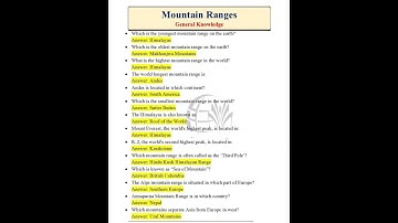 Famous Mountain Ranges - One Paper MCQs #fpsc #ppsc #shorts