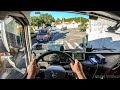 Pov truck driving volvo fh13 500 narrow roads in north france