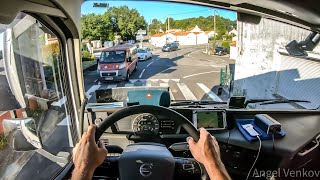 POV truck Driving Volvo fh13 500 Narrow Roads in North France
