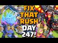 FIX THAT RUSH F2P DAY 247! Super Yeti Mass Revive now with Rocket Backpack! | TH18 | Clash of Clans