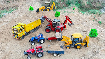 JCB 3DX fully loading mud sand Tata truck 2518 | Mahindra Arjun novo 605di | jcb cartoon gadi 