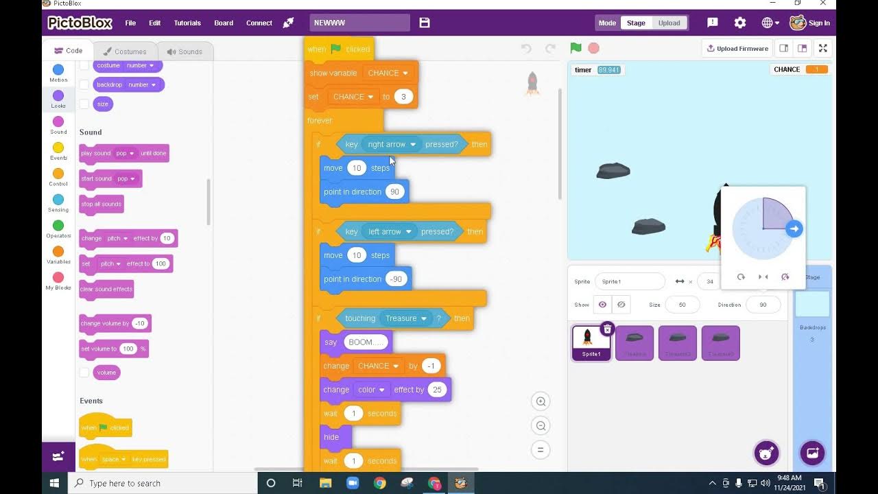 ROCKET ADVENTURE GAME USING PICTOBLOX - YouTube