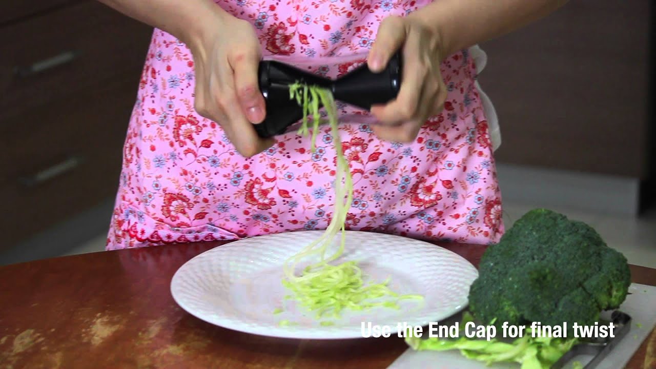 How to Spiralize Brocolli (Stalk) Using The Very Healthy Spiral Slicer