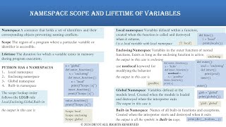 Namespace,scope and lifetime of variables in python programming language