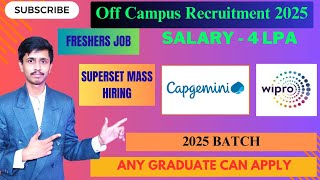 Capgemini Superset Mass Hiring 2025 | Wipro Superset Mass Hiring 2025 | Freshers Hiring 2025 | Jobs News