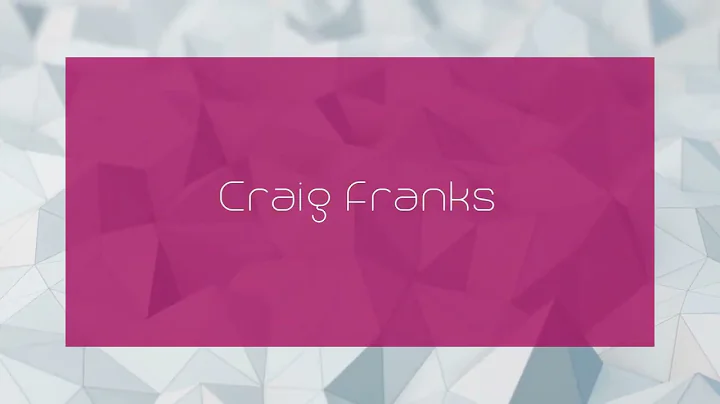 Craig Franks - appearance