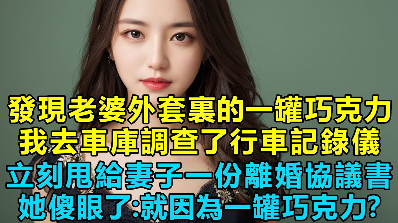 發現老婆外套袋子裏的一罐巧克力，我去車庫調查了行車記錄儀，立刻甩給妻子一份離婚協議書，她傻眼了：就因為一罐巧克力？我：是的！