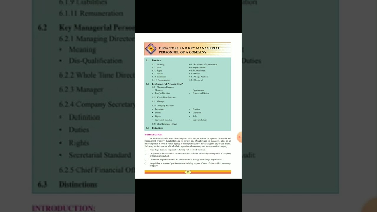 11th: Secretarial Practice - Directors and Key Managerial Personnel of A Company.      ( Part- 01)