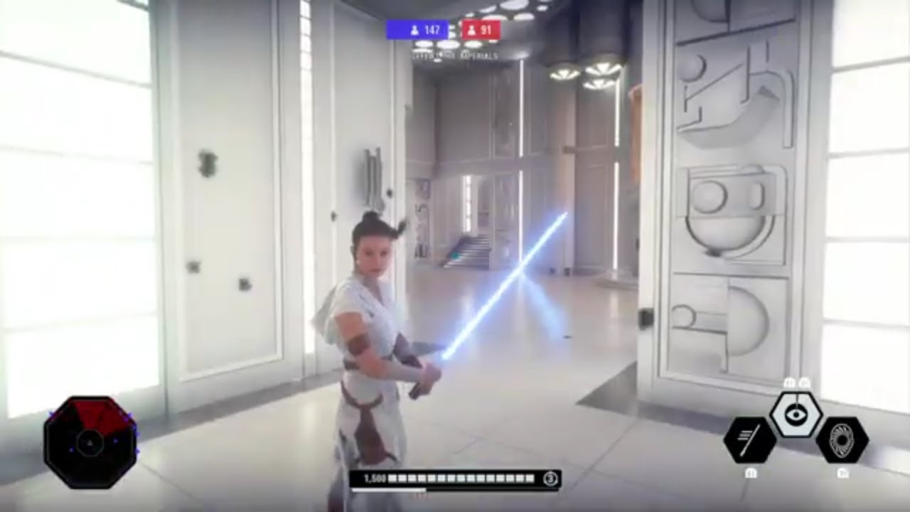 Star Wars Battlefront II Rey Jedi In Team Battle Custom HUD On Bespin
