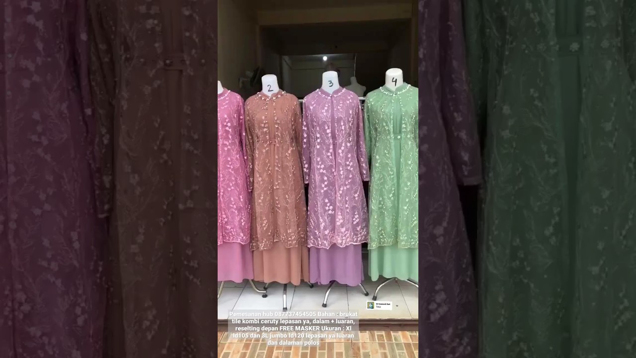 Gamis Brokat Terbaru Lepasan Ceruty dan Tille Brukat 2in1 Ready Ld 105 dan Ld 120cm 
