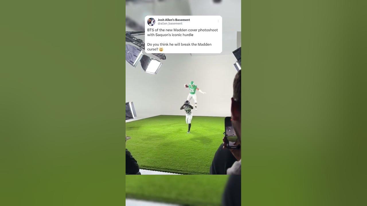 Behind the scenes of Madden 26 cover photoshoot with Saquon's iconic hurdle #nfl