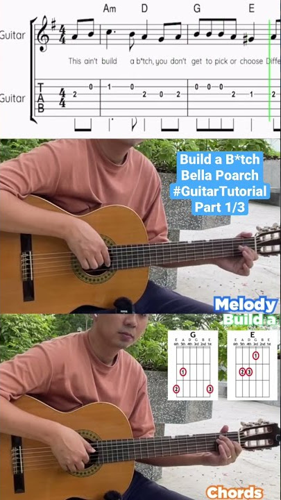 Build A B*tch by Bella Poarch Guitar Chord & Melody Tutorial Part 1/3 #guitartutorial #bellapoarch