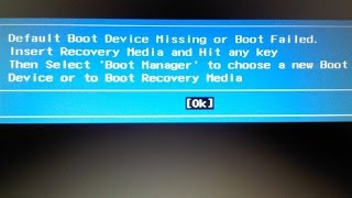 acer aspire default boot device missing