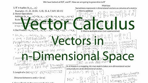 Vector Calculus Chapter 1.5 : Vectors in n-Dimensional Space