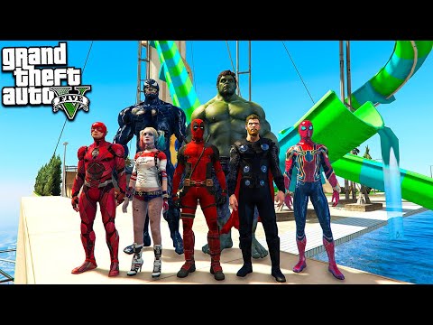 Видео: СПУСК СО СКОЛЬЗКОЙ ГОРКИ ЗА СУПЕРГЕРОЕВ В ГТА 5 МОДЫ! ОБЗОР МОДА В GTA 5! ИГРЫ ВИДЕО MODS