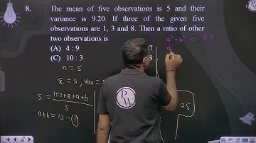 The mean of five observations is 5 and their variance is 9.20. If three of the given five observ....
