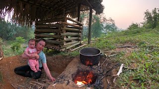 Fire stove - warmth of a single mother with her 4-month-old daughter & harvesting luffa