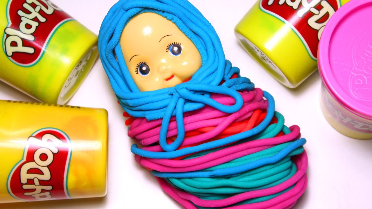 DIY. Baby doll play. Learn colors with playdoh. Colours for kids with