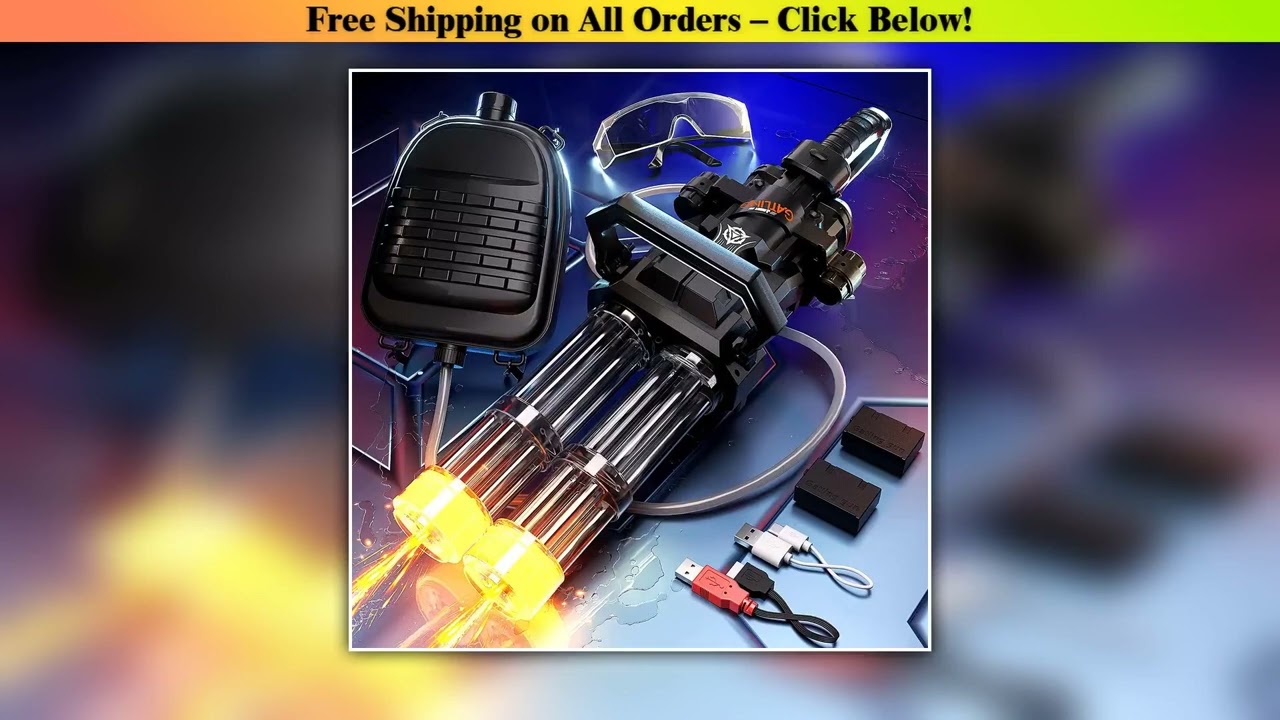 High Pressure Electric Gatling Water Gun Toy Double Batteries With Rotat LED Continuous Fire