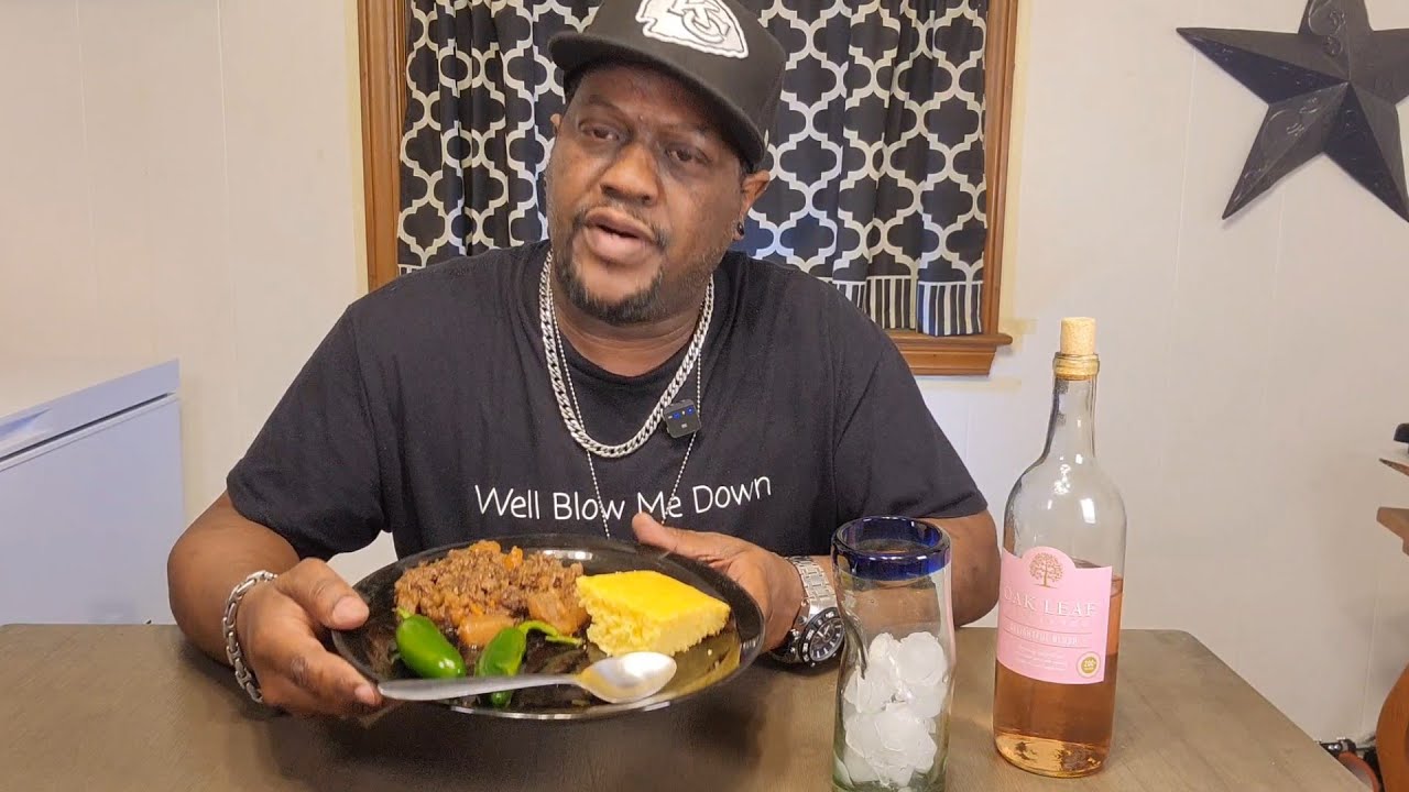 Savory Pot Roast | Cornbread | Peppers | Wine ( Eating Sounds) 