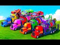 🌈🚓🚒TRANSPORTING POLICE CARS, AMBULANCE, FIRE TRUCK, COLORFUL CARS WITH FARMING SIMULATOR 22! #6