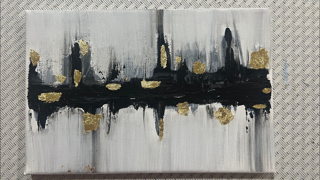 Abstract Art with simple technique | Gold Leaf | Acrylic on Canvas