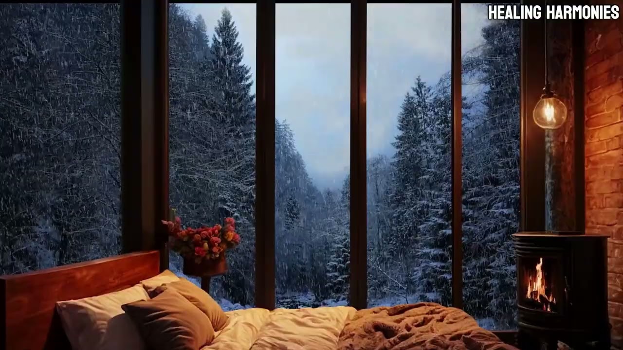 ❄️ Cozy Fireplace & Candlelight Ambience with Snowy Weather – Ultimate Winter Relaxation
