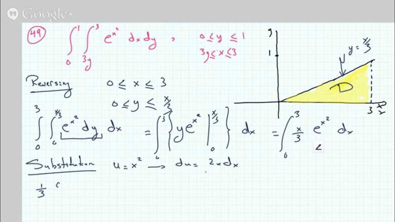 Evaluating double integral by reversing order of integration youtube