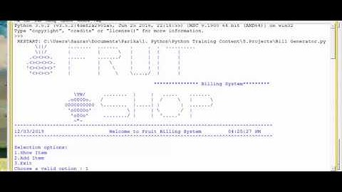 Python Project 4: Fruit Billing System | Shop Billing System