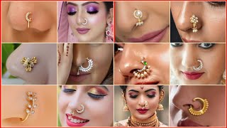 70+ Gold &amp; Diamond Nose Ring, Nose Stud &amp; Nose pin Collection For Girls || Nose Ring Ideas ||