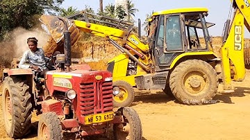 Jcb 3dx Eco Xcellence Machine Loading Mud In Powertrack 434 Ds Plus & Mahindra 475 Di Tractor | Jcb