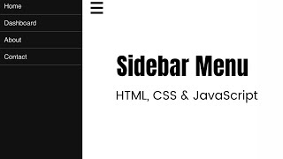 How to Create Simple Sidebar Menu using HTML, CSS & JavaScript | Hindi Profile