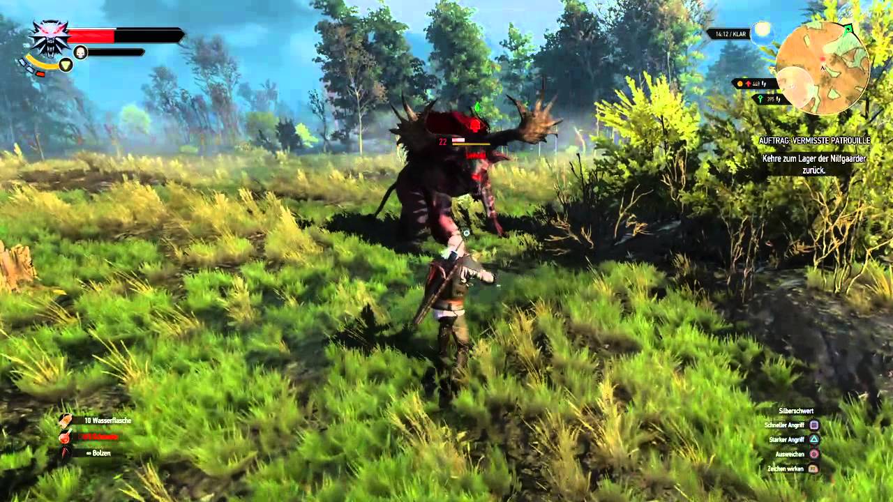 Witcher 3 - Awesome Fight against HUGE Monster - No Spoilers