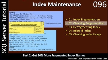 Maintain Index | Part 2 - Get Index Fragmentation Percentage | SSMS TSQL Tutorial #96