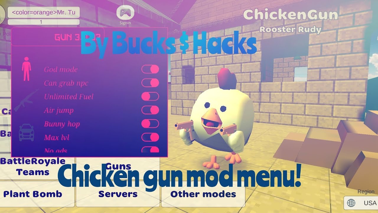 chicken gun mod menu lary hacker 2.8.06 مسدس الدجاج لاري هاكر بميزات جديدة  رهيبة تحميل من ميديا فاير 