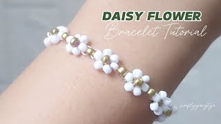 Easy Daisy Flower Beaded DIY Bracelet Tutorial
