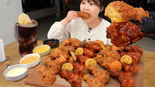 KOREAN Fried Chicken & Yangnyeom Chicken & Various Side Menu of BBQ🍗Potato, Menbosha, Shrimp Mukbang